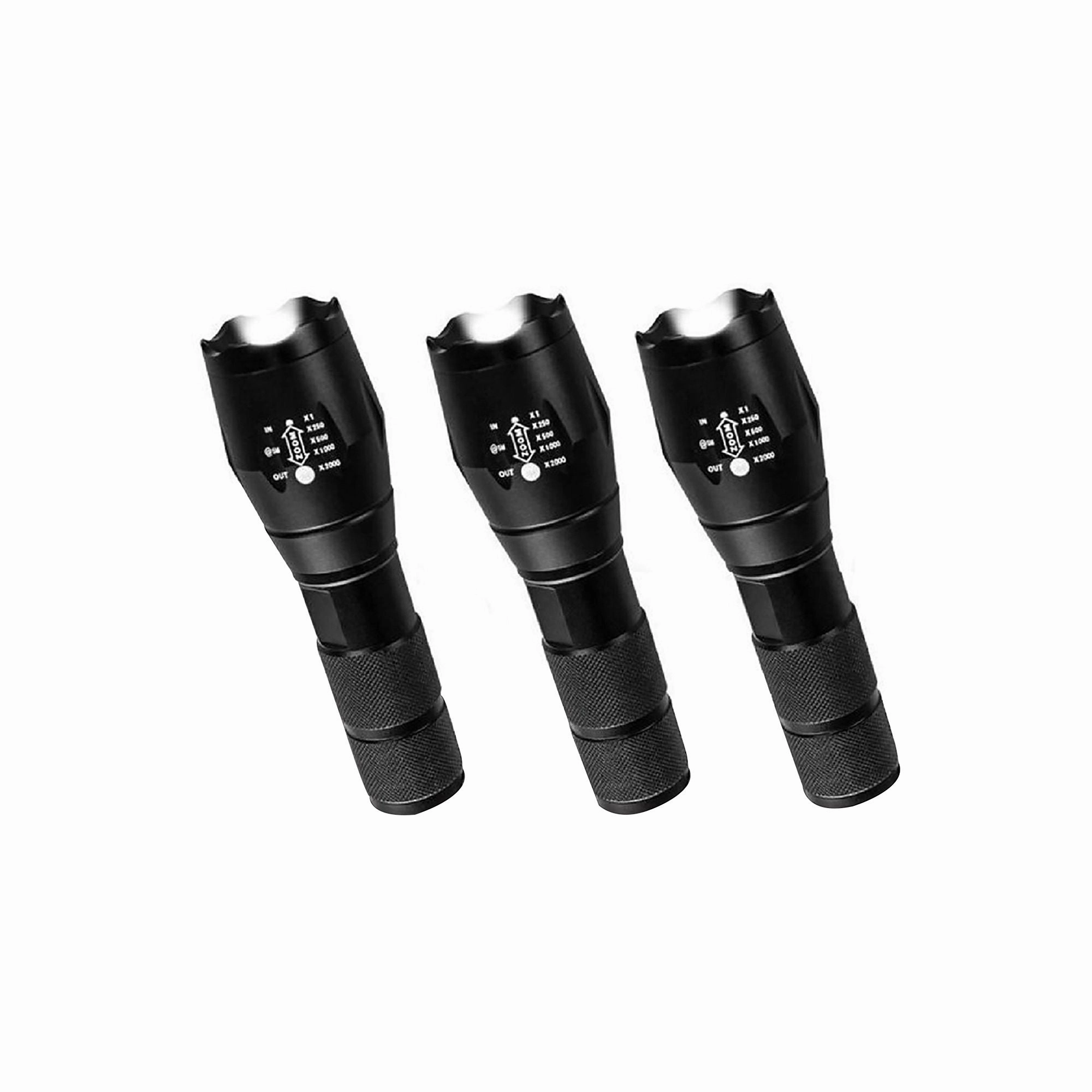 Bell&Howell 7000 Taclight Tactical Flashlight 3 Pack Waterproof & Weatherproof Aircraft Grade Aluminum Construction, 5 Light Modes with 50,000 Hour Cree LEDs, 40x Brighter As Seen on TV