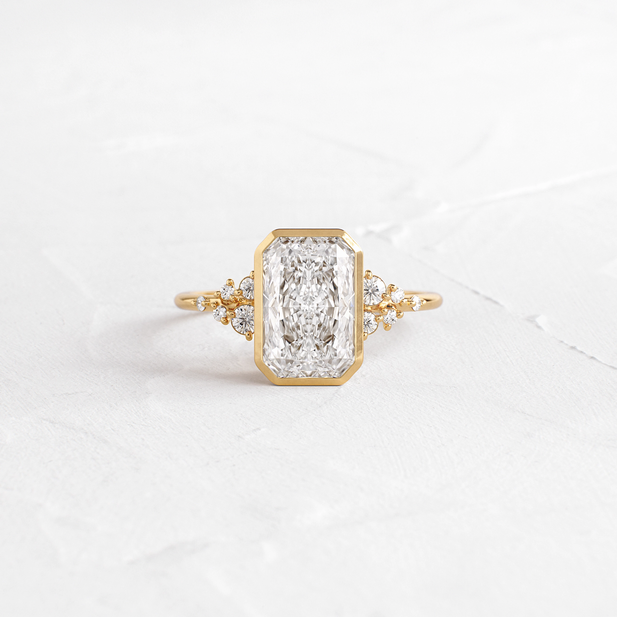 Bezel Snowdrift Ring, Radiant Cut