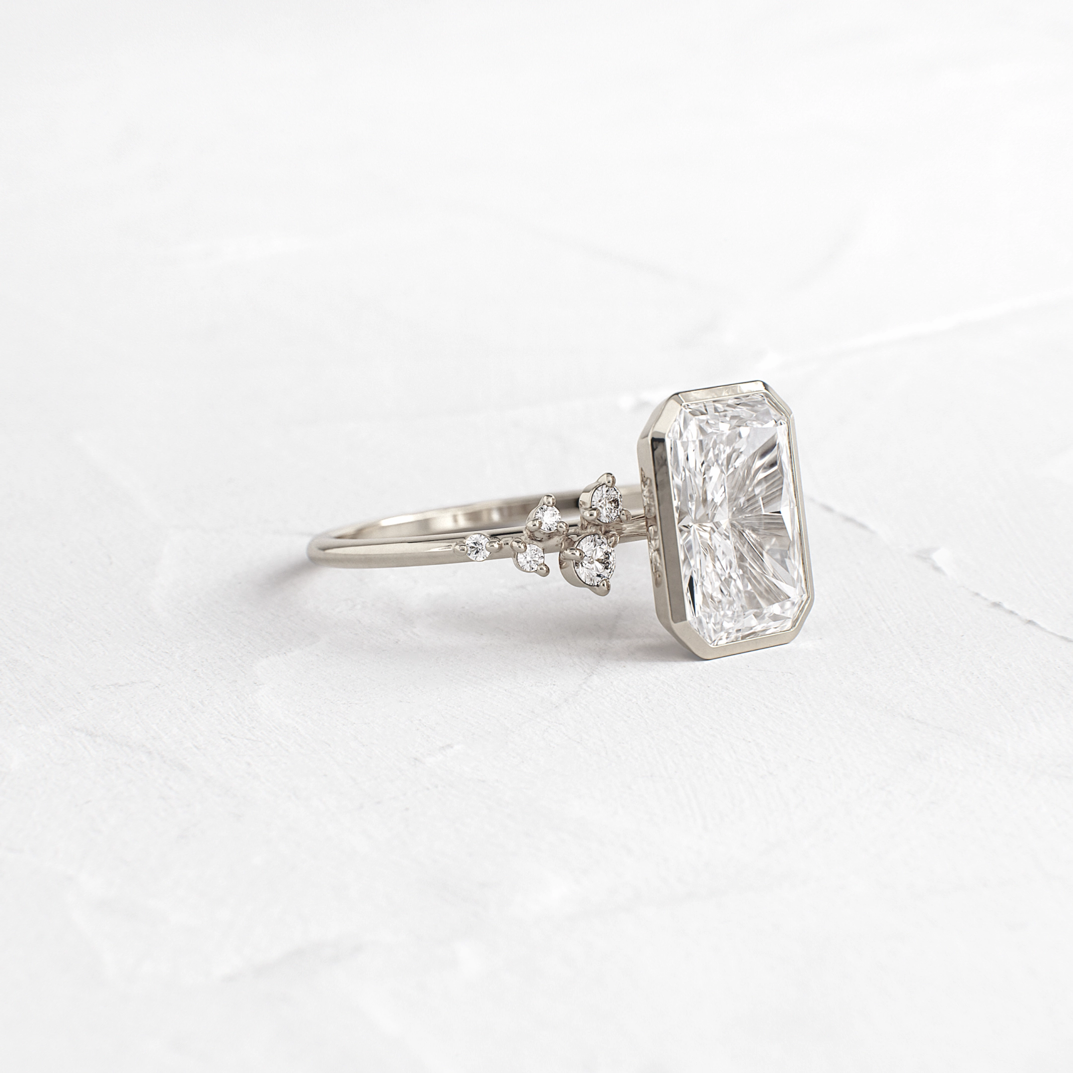 Bezel Snowdrift Ring, Radiant Cut