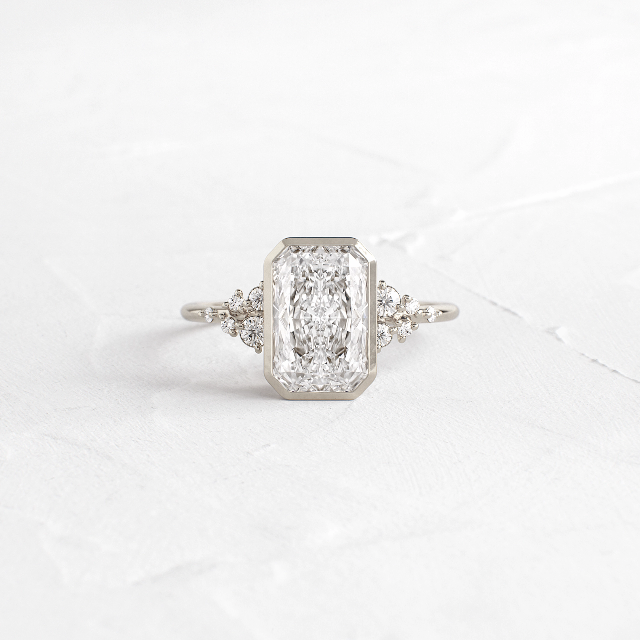 Bezel Snowdrift Ring, Radiant Cut