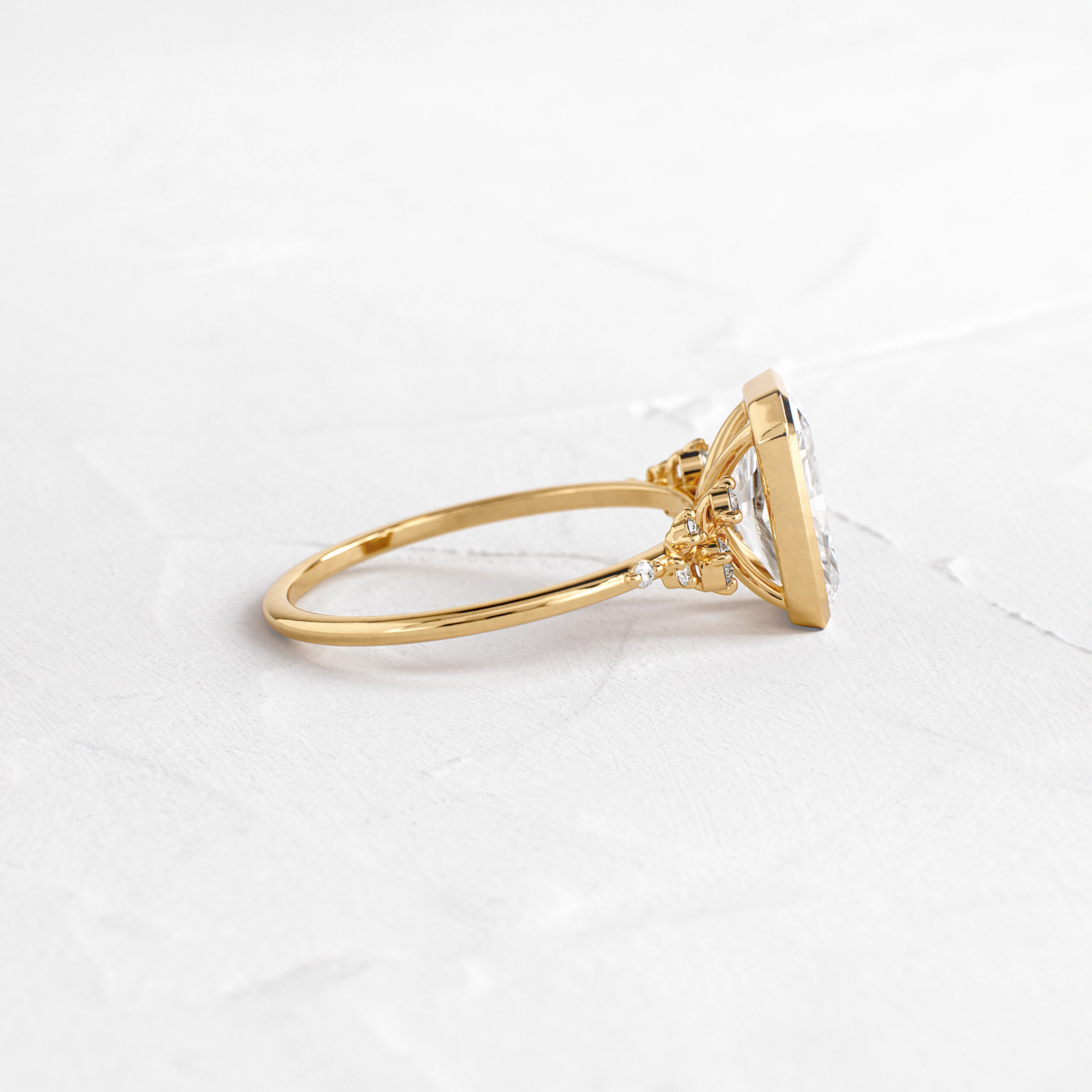 Bezel Snowdrift Ring, Radiant Cut