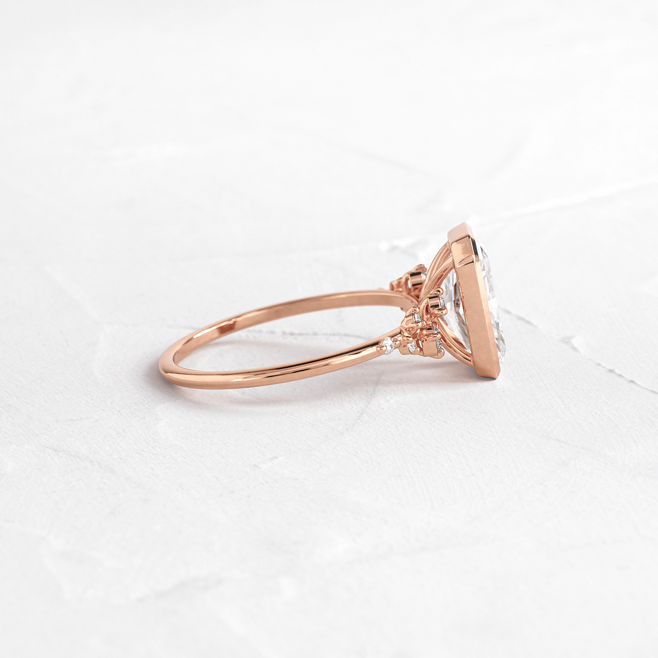 Bezel Snowdrift Ring, Radiant Cut