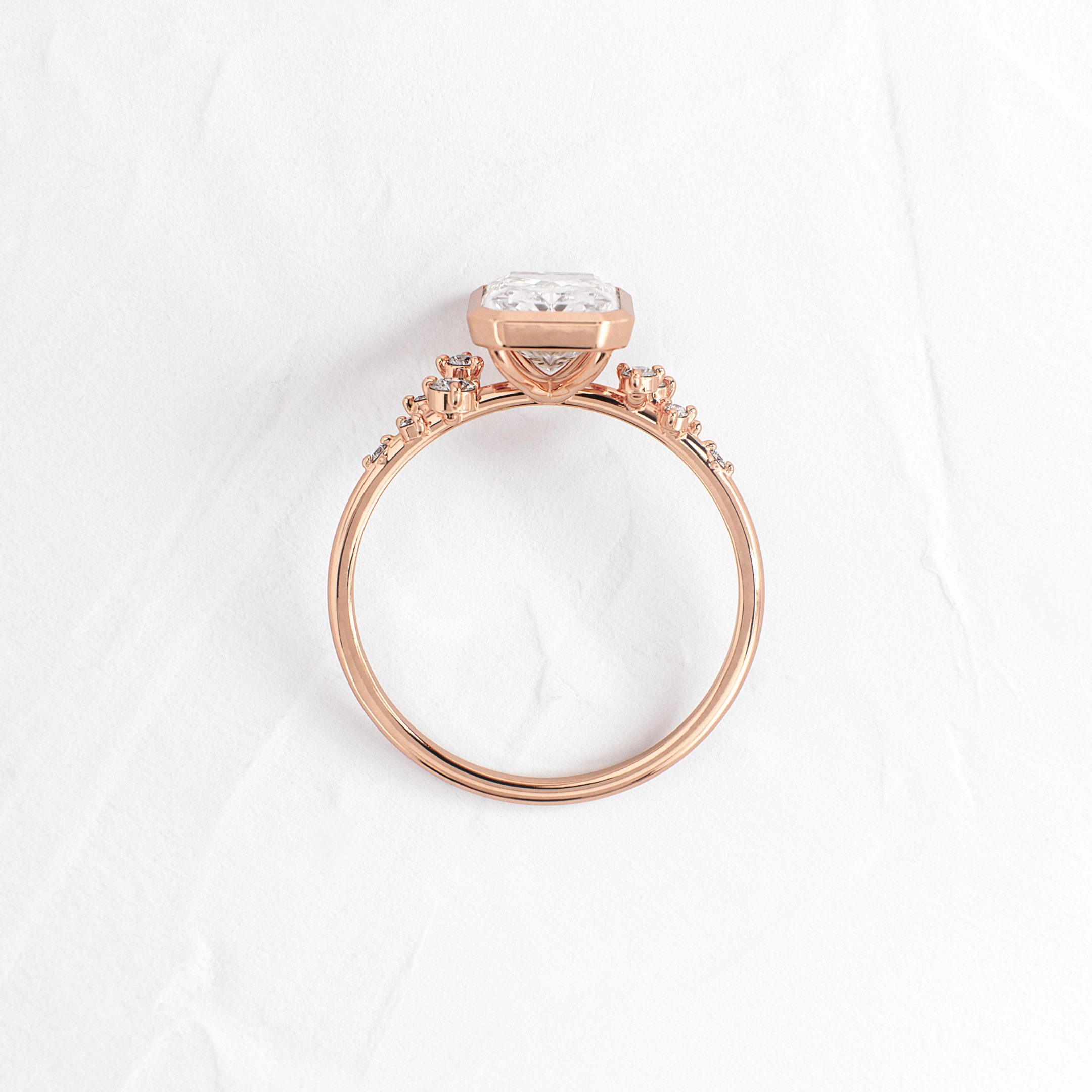 Bezel Snowdrift Ring, Radiant Cut