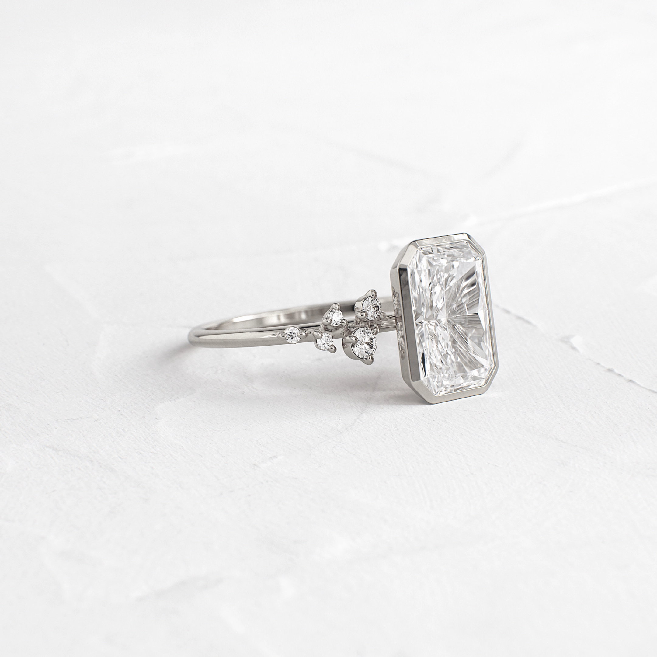Bezel Snowdrift Ring, Radiant Cut