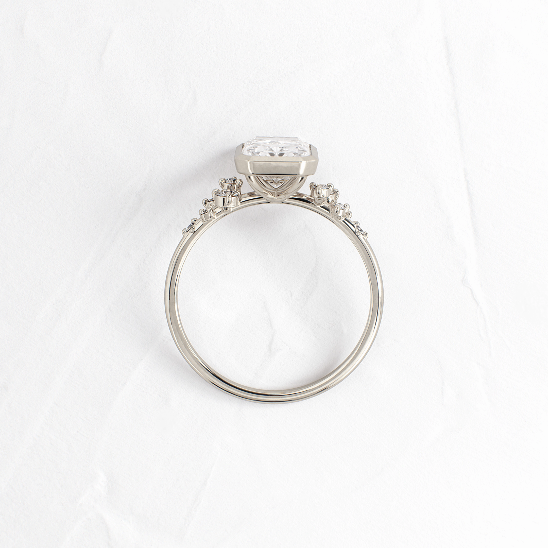 Bezel Snowdrift Ring, Radiant Cut