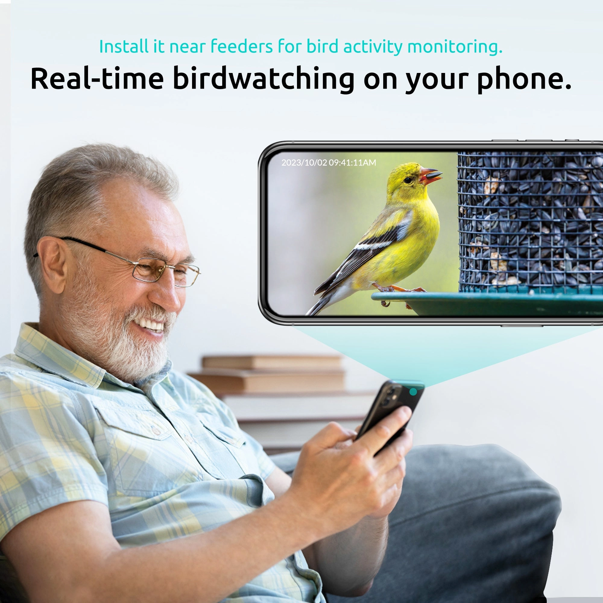 Birdfy Bffdclt16wtwm Wild Bird Watching & Recording Smart Bird Camera, White
