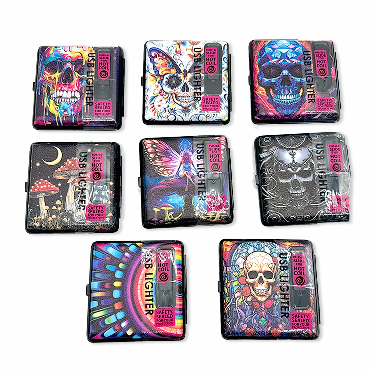Cigarette Case with USB Coil Lighter - 8 Pieces Per Retail Ready Display 25633