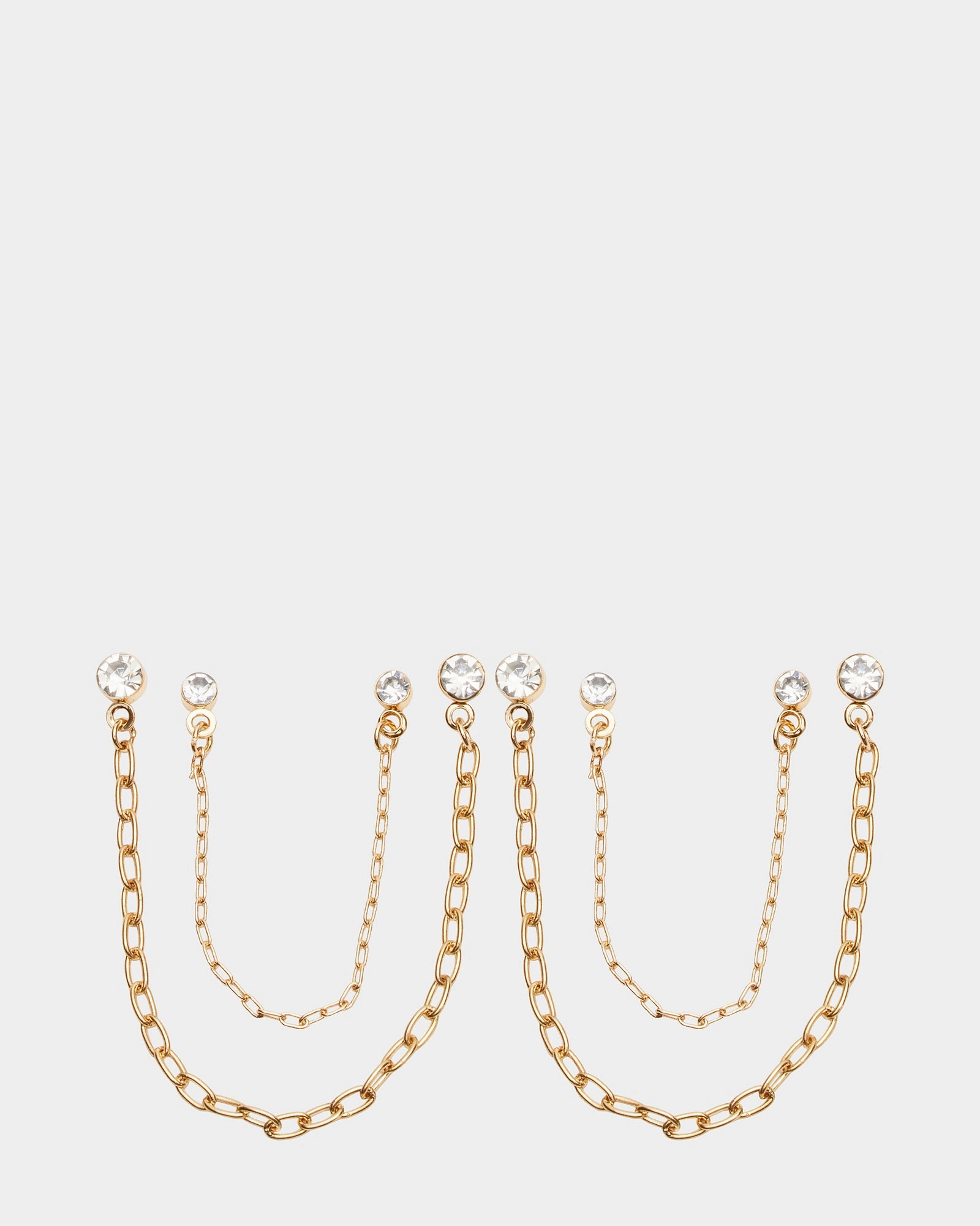 CRYSTAL CHAIN EARRINGS SET GOLD