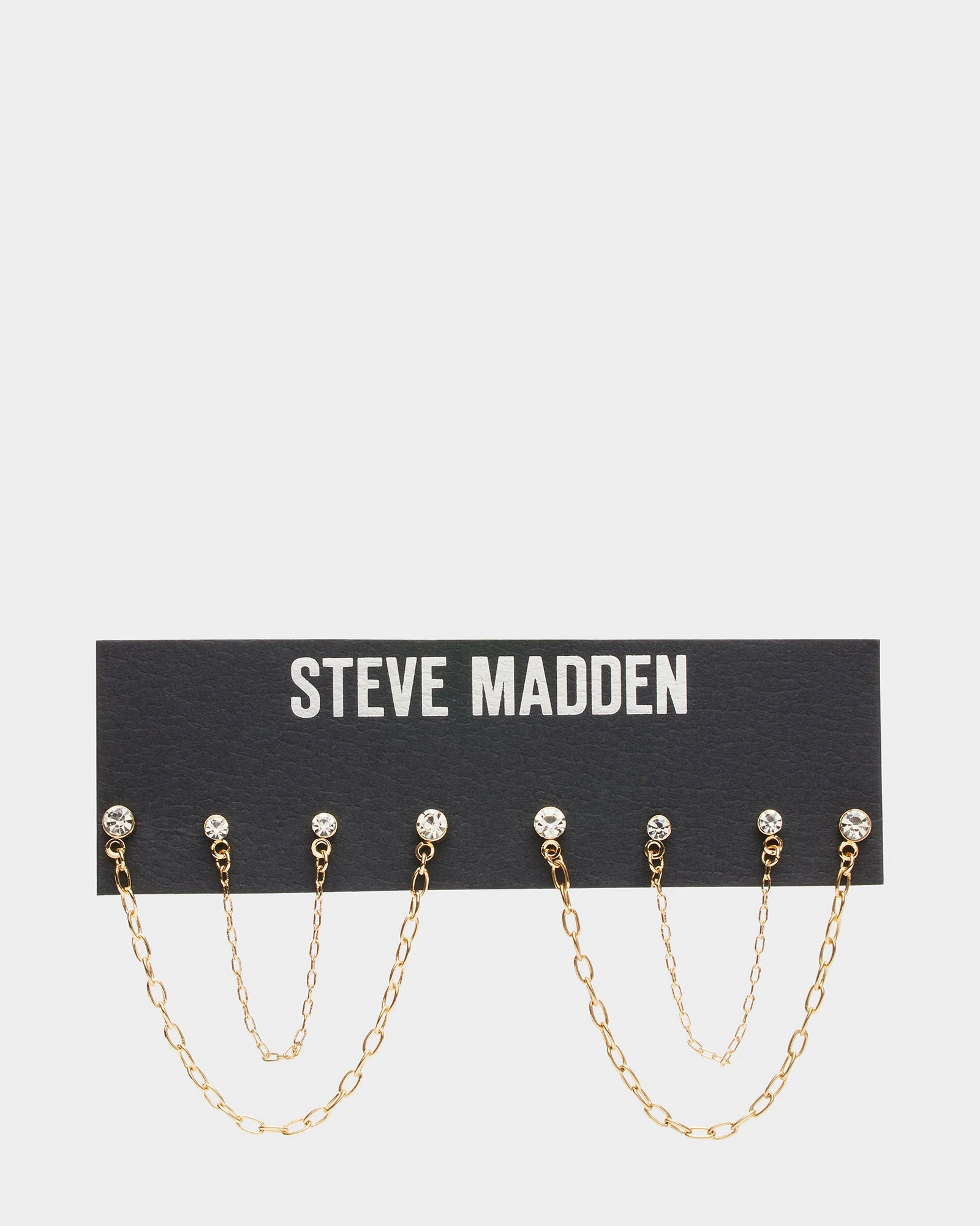 CRYSTAL CHAIN EARRINGS SET GOLD