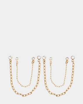 CRYSTAL CHAIN EARRINGS SET GOLD