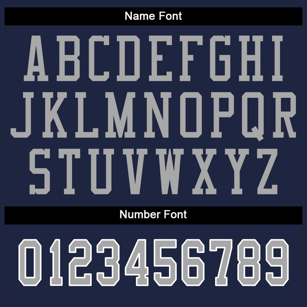 Custom Navy Gray-White Mesh Split Fashion Football Jersey