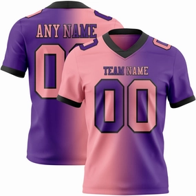 Custom Purple Medium Pink-Black Mesh Authentic Gradient Fashion Football Jersey