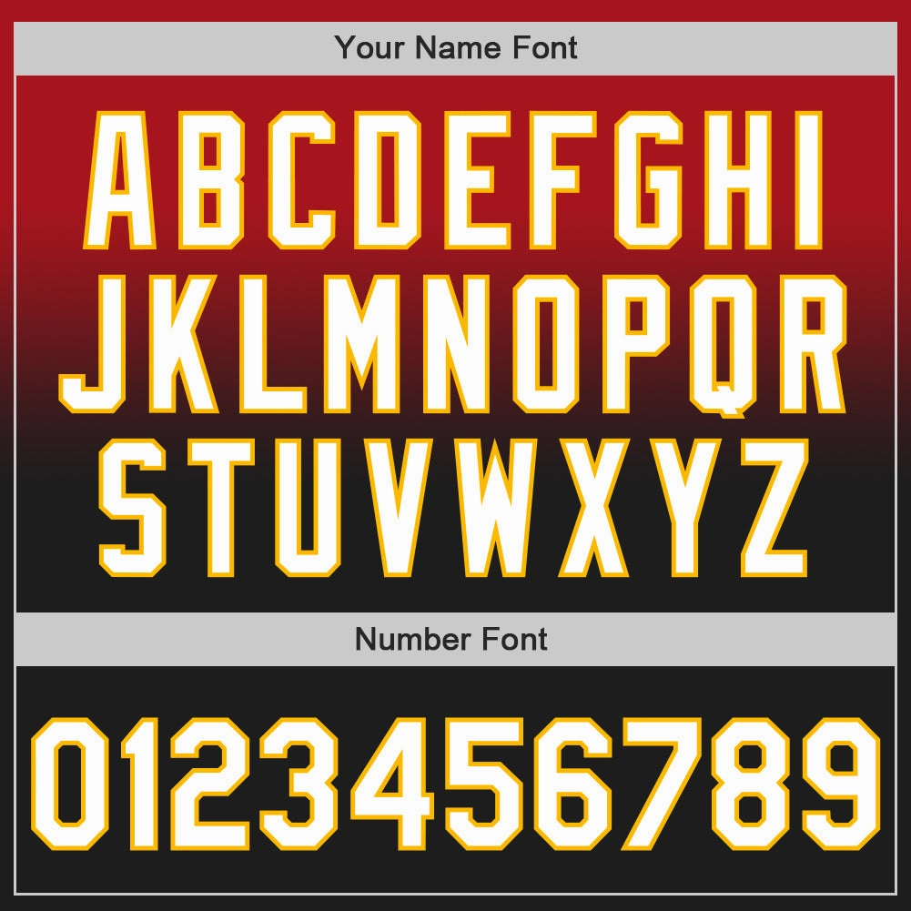 Custom Red Black-Gold Authentic Fade Fashion Baseball Jersey