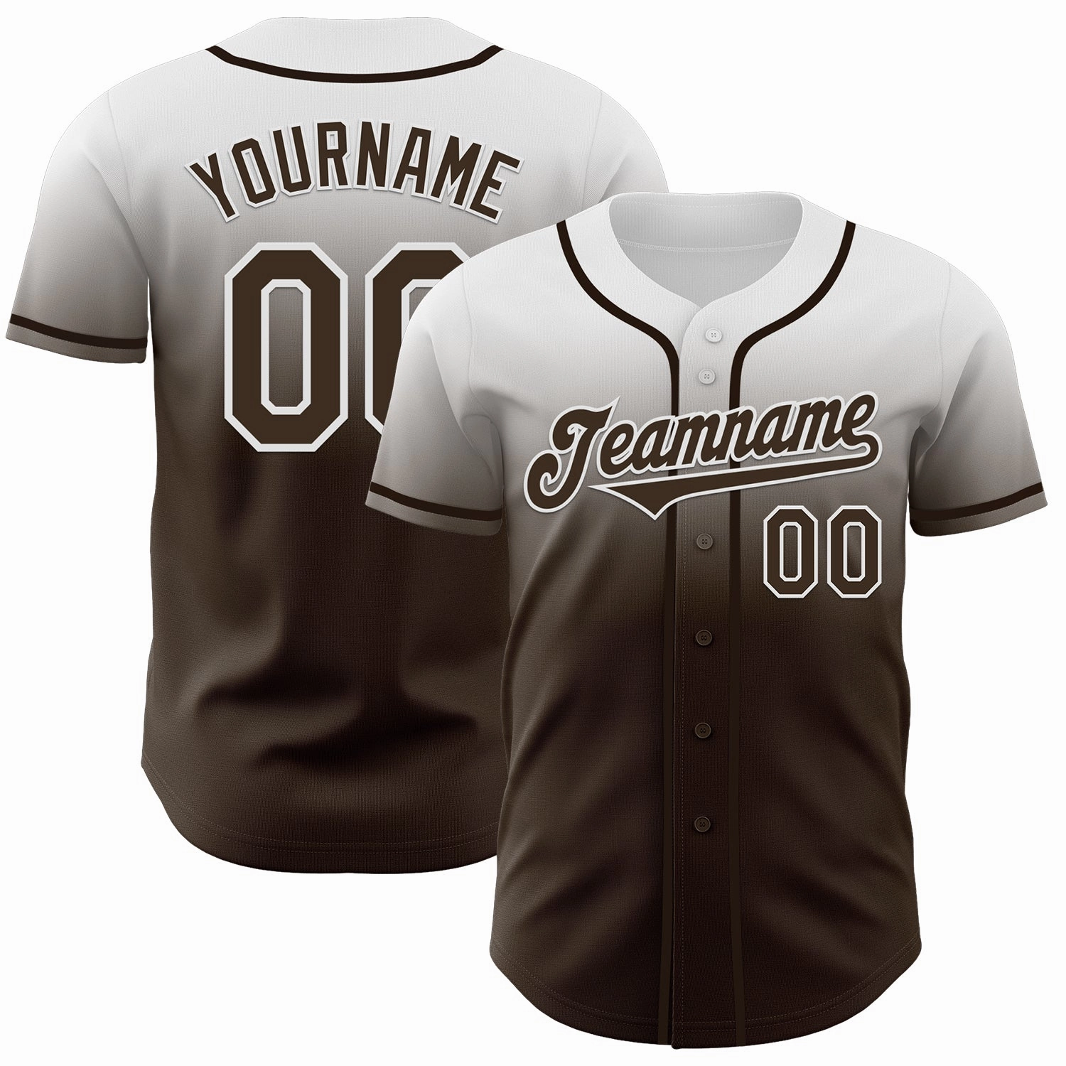 Custom White Brown Authentic Fade Fashion Baseball Jersey
