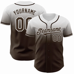 Custom White Brown Authentic Fade Fashion Baseball Jersey