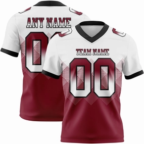 Custom White Crimson-Black Mesh Authentic Gradient Square Shape Flag Football Jersey