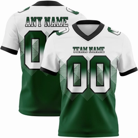 Custom White Green-Black Mesh Authentic Gradient Square Shape Flag Football Jersey