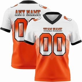 Custom White Orange-Black Mesh Authentic Gradient Square Shape Flag Football Jersey