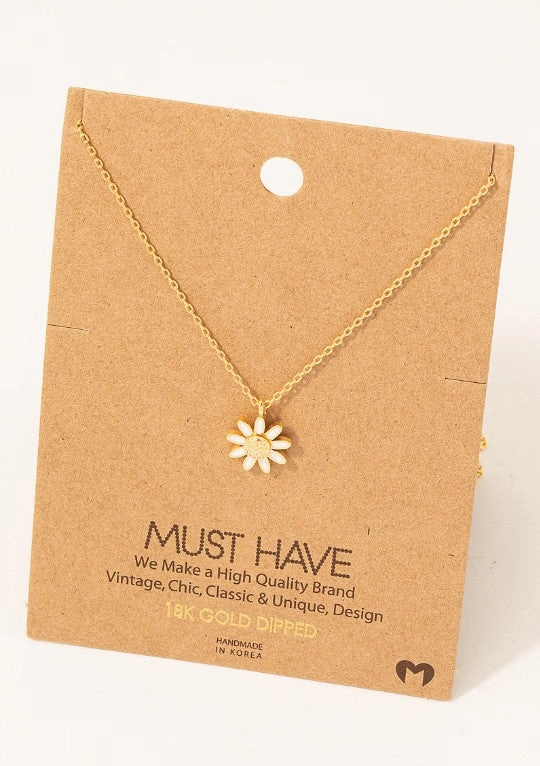 Dainty Daisy Flower Pendant Necklace