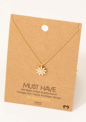 Dainty Daisy Flower Pendant Necklace
