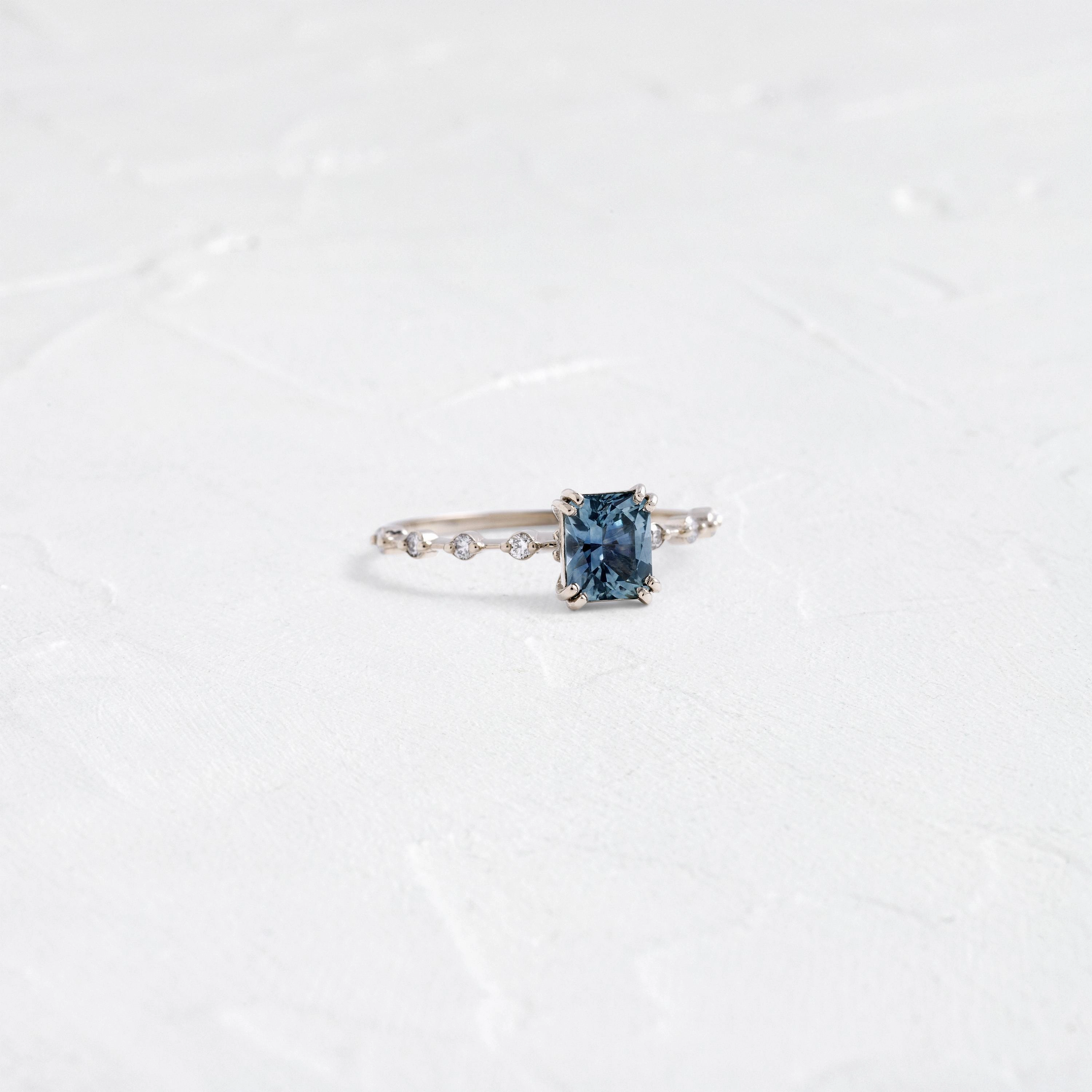 Distance Ring, 1ct. Blue Montana Sapphire