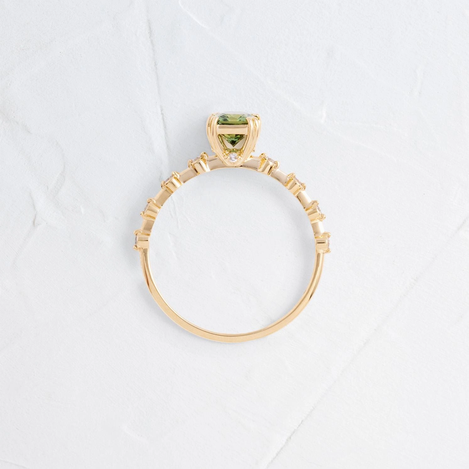 Distance Ring, 1ct. Yellow-Green Australian Sapphire