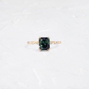 Distance Ring, 2.05ct. Greenish-Blue Australian Sapphire