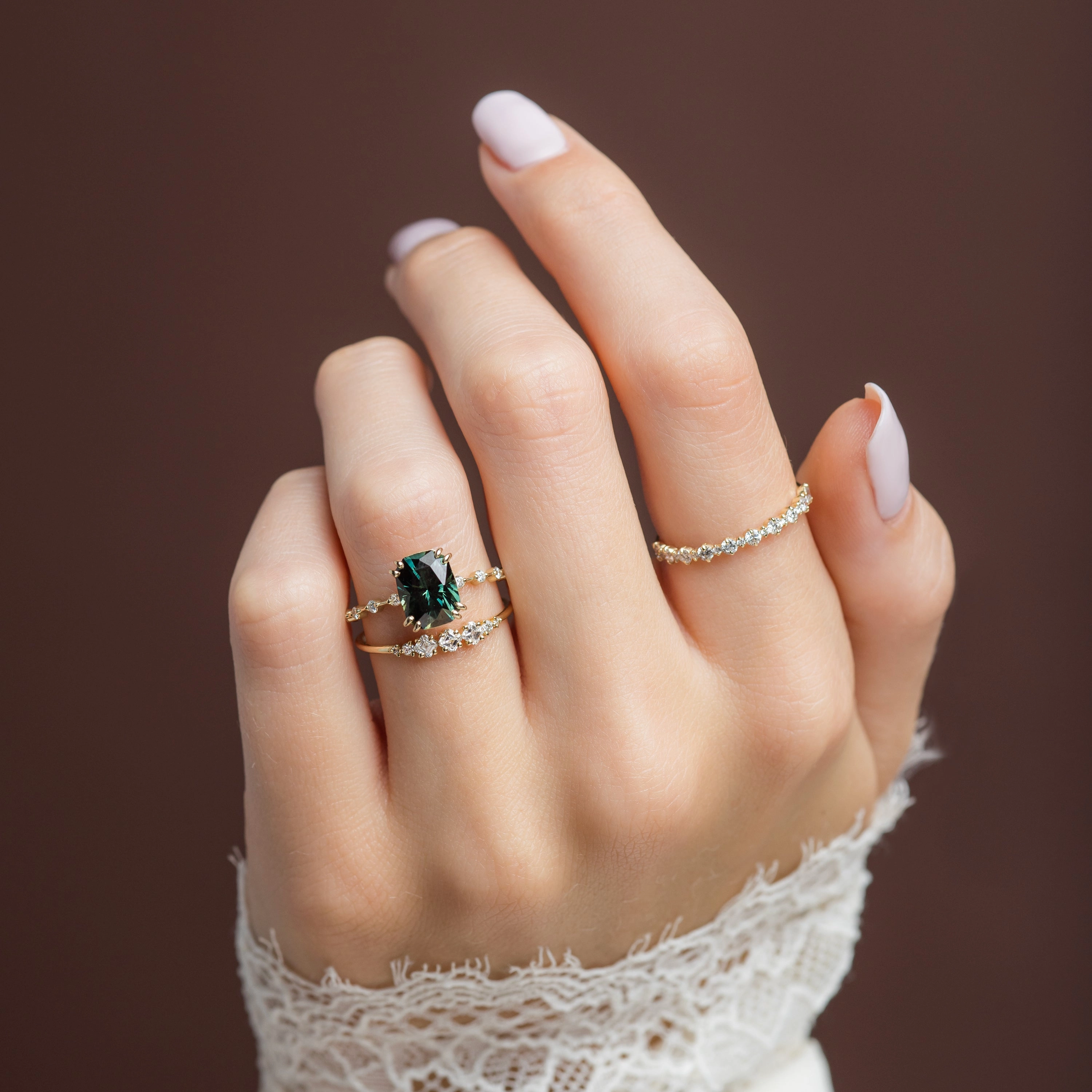 Distance Ring, 2.05ct. Greenish-Blue Australian Sapphire
