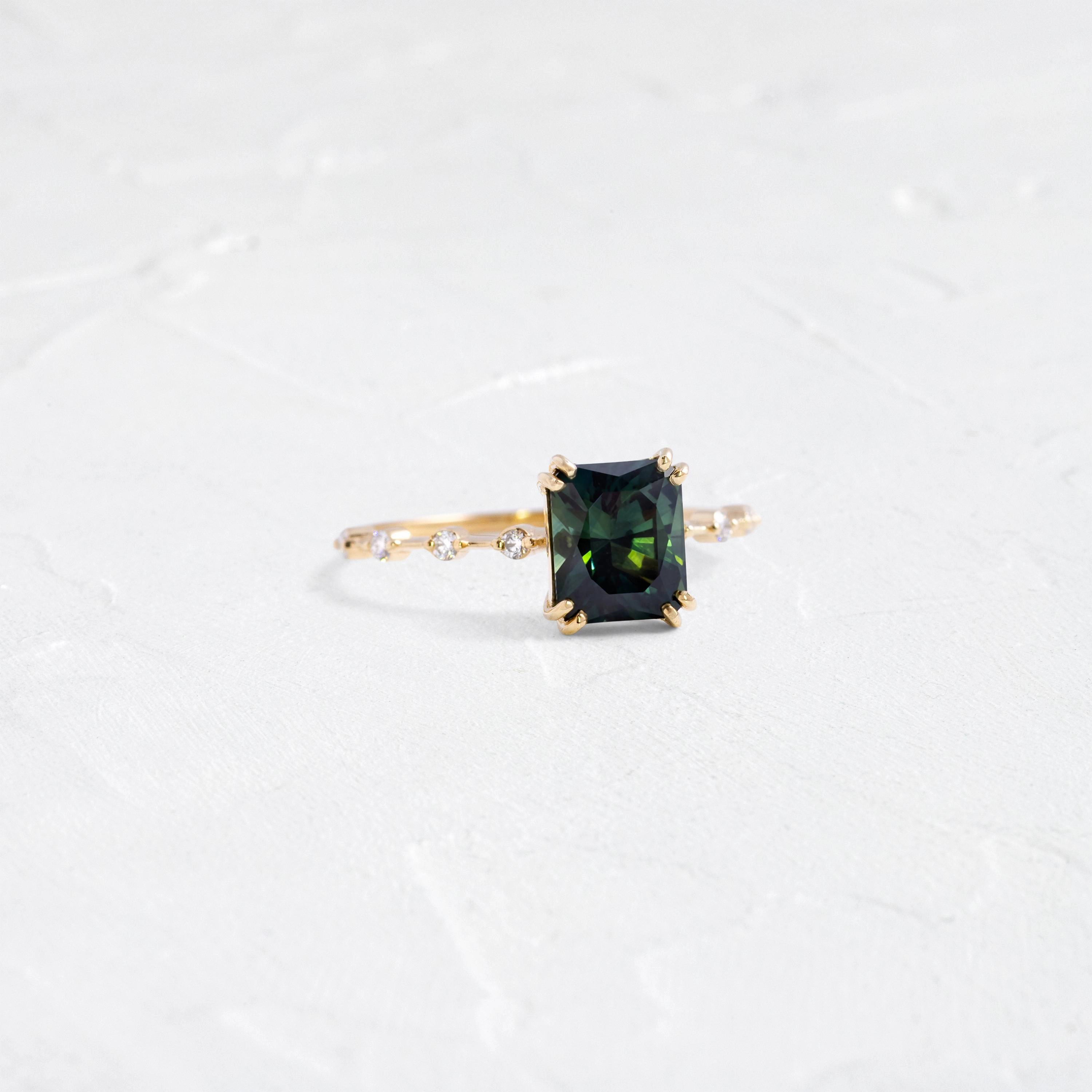 Distance Ring, 2.05ct. Greenish-Blue Australian Sapphire