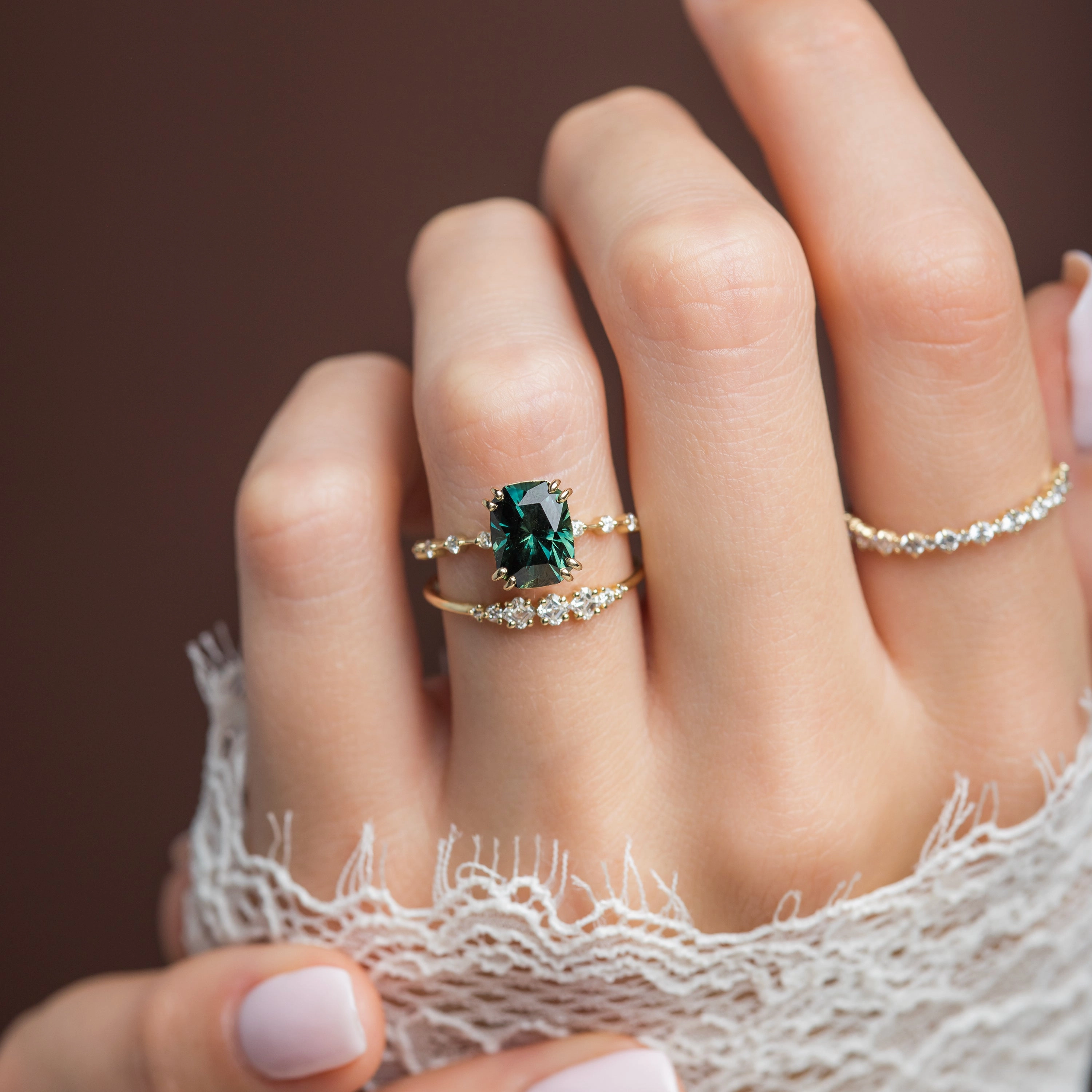 Distance Ring, 2.05ct. Greenish-Blue Australian Sapphire