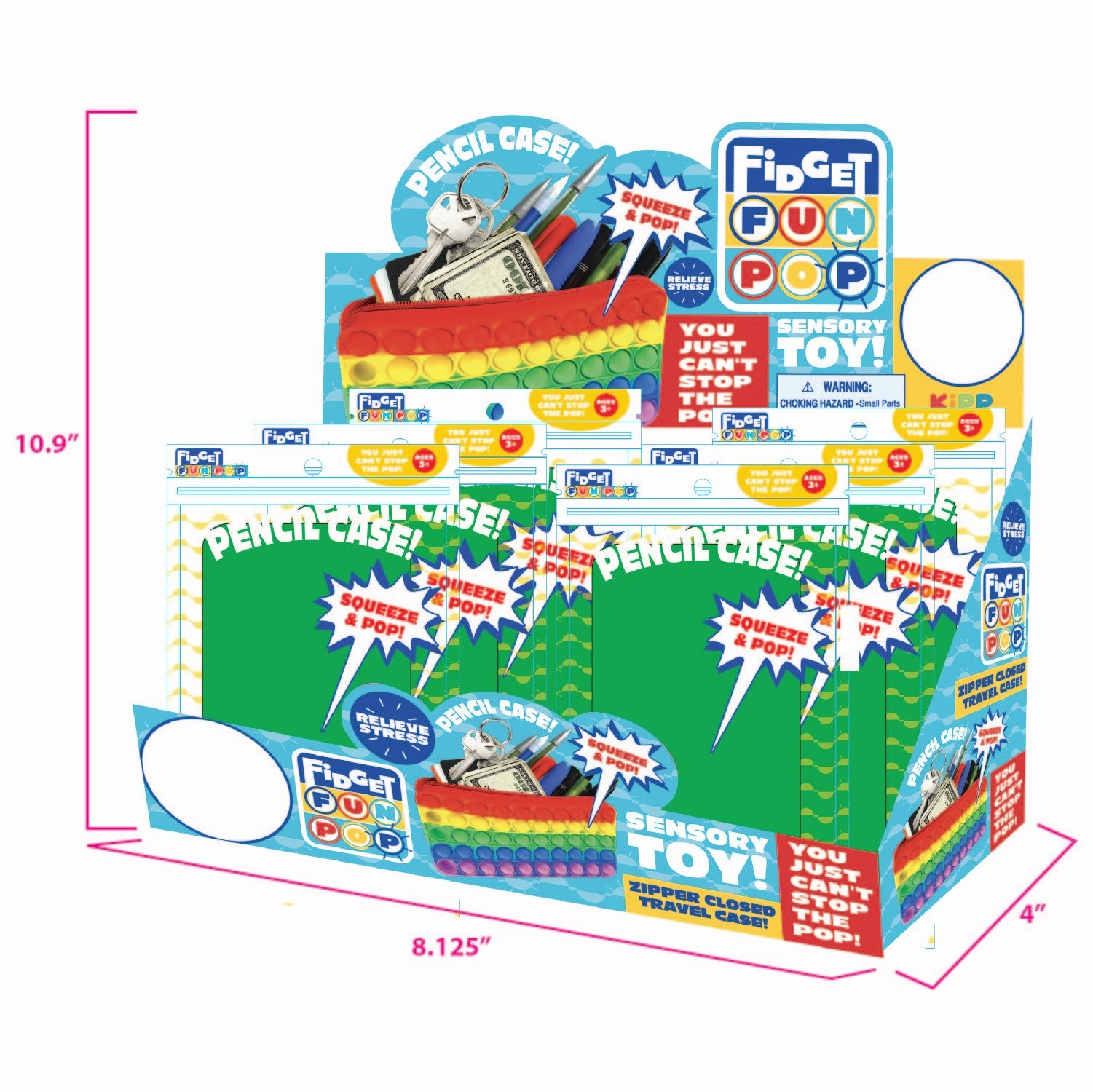 Fidget Pop Pencil Case- 6 Pieces Per Retail Ready Display 23033
