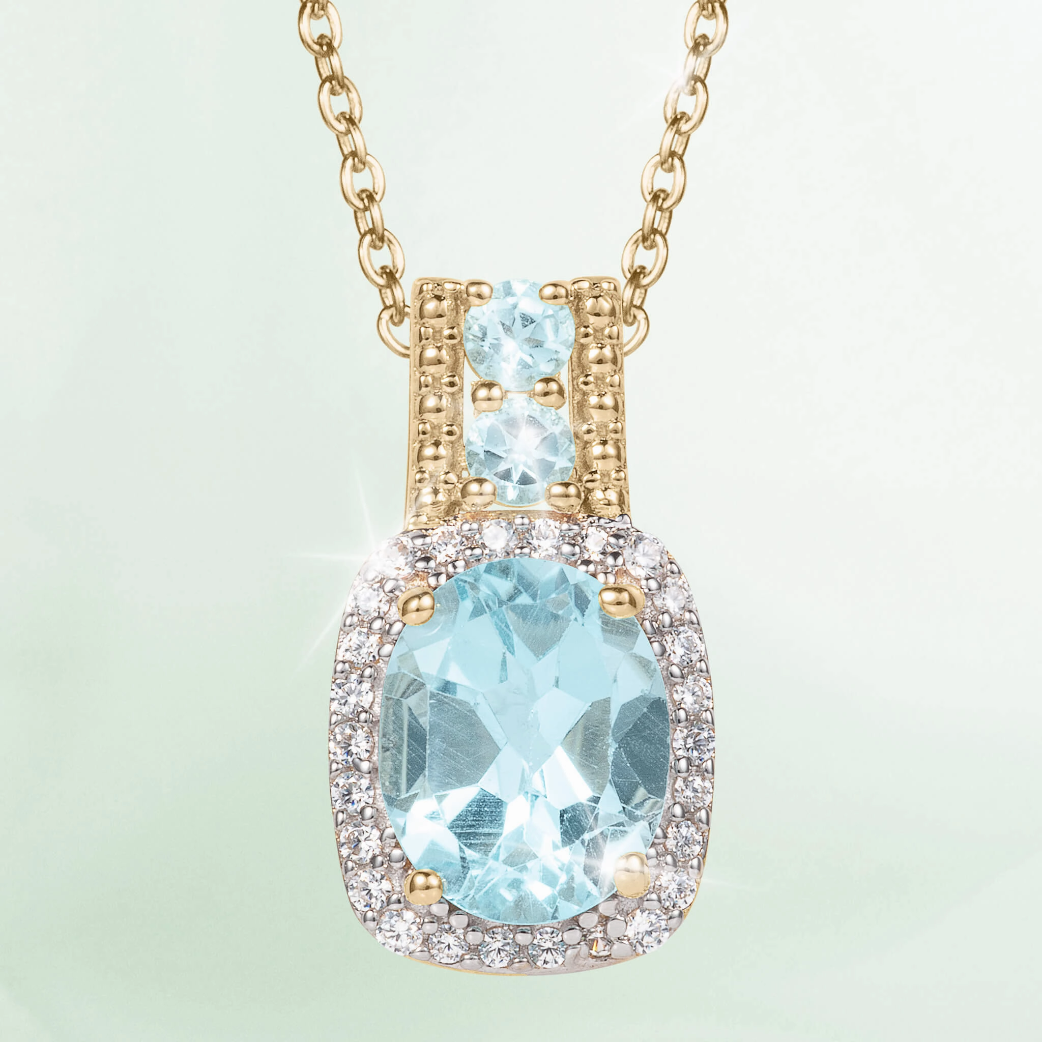 Golden Serenity Blue Topaz Pendant