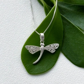 Graceful Dragonfly Necklace - Sterling Silver, Indonesia