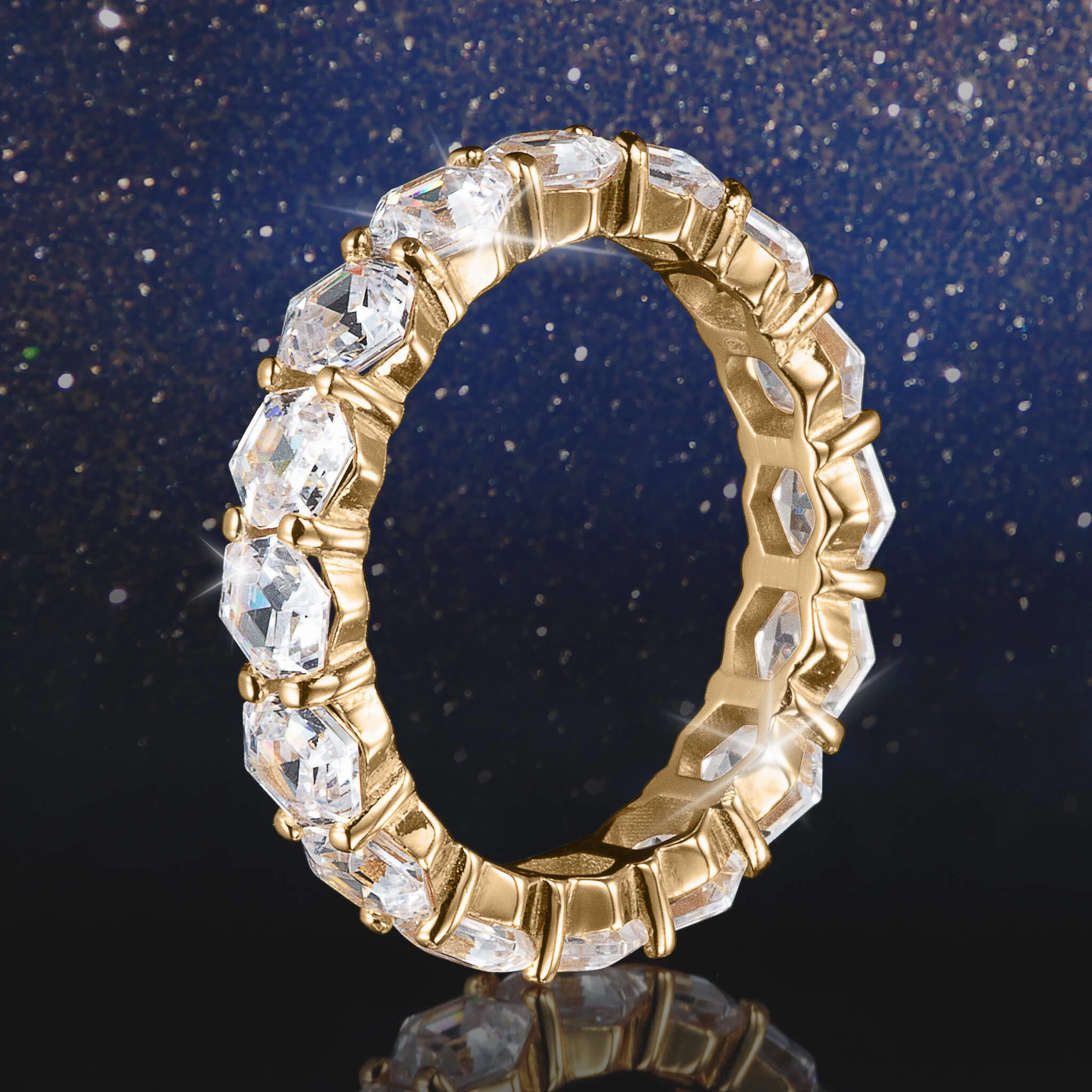 Hexagon Harmony Eternity Ring
