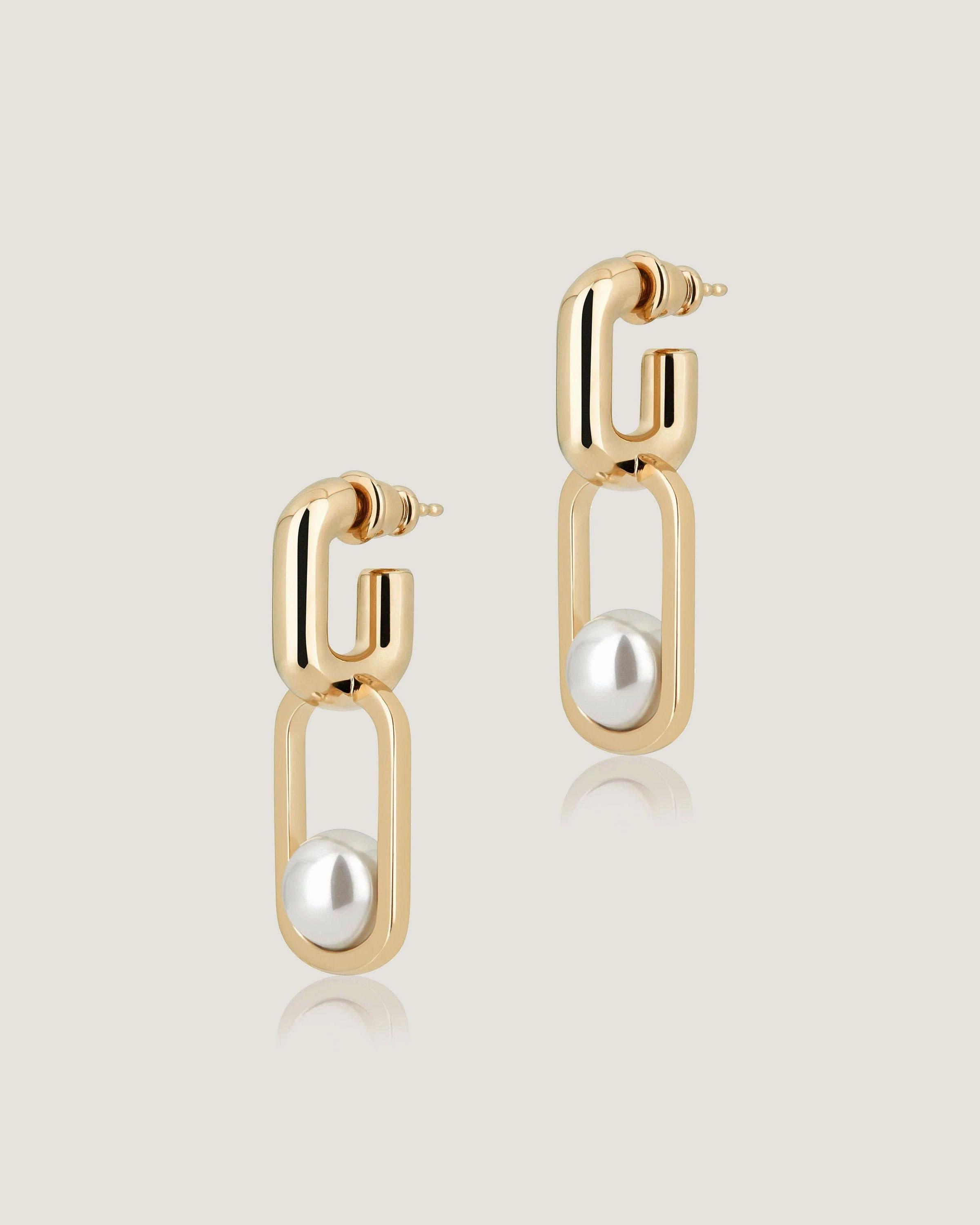 Lana Pearl Drop Earrings - 22 Carat Gold Gilded