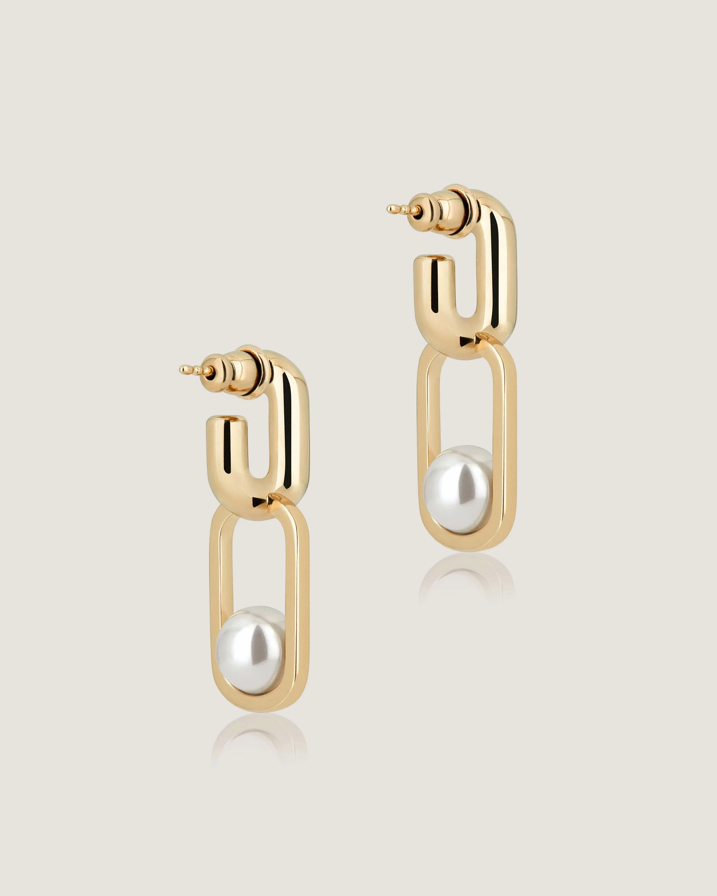 Lana Pearl Drop Earrings - 22 Carat Gold Gilded