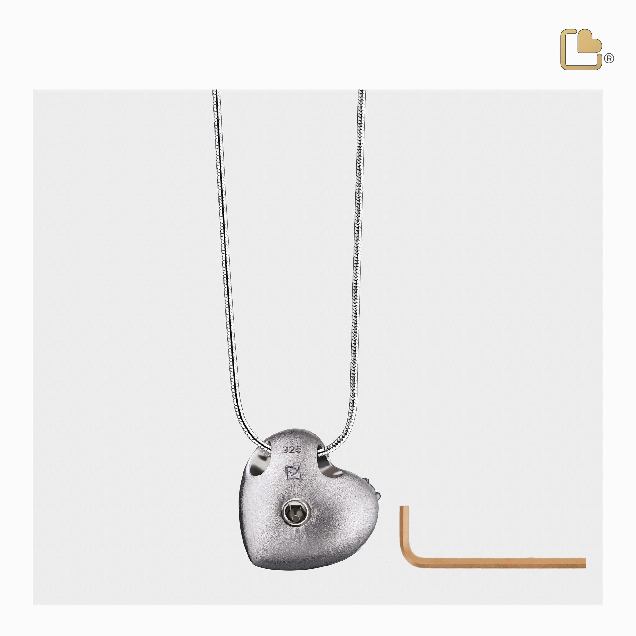 Leaning Heart with Crystal Rose Gold Sterling Silver Cremation Pendant
