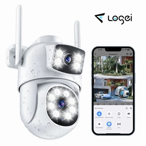 Losei A30 Indoor/Outdoor 4K Smart Security Camera, 2.4G&5G WiFi with Night Vision, Dual-Screen Display, White