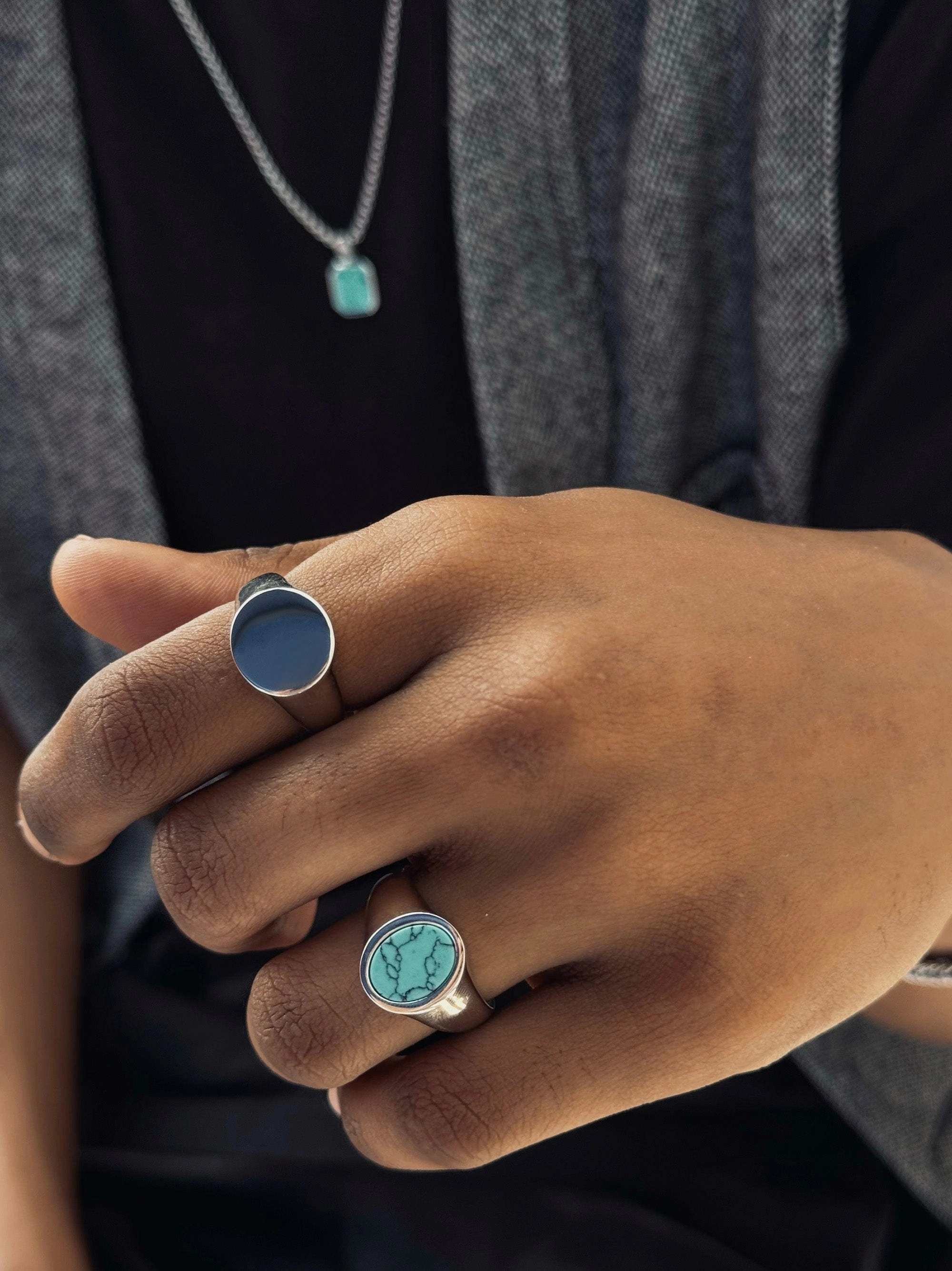 Men's Circular Sterling Silver Signet Ring