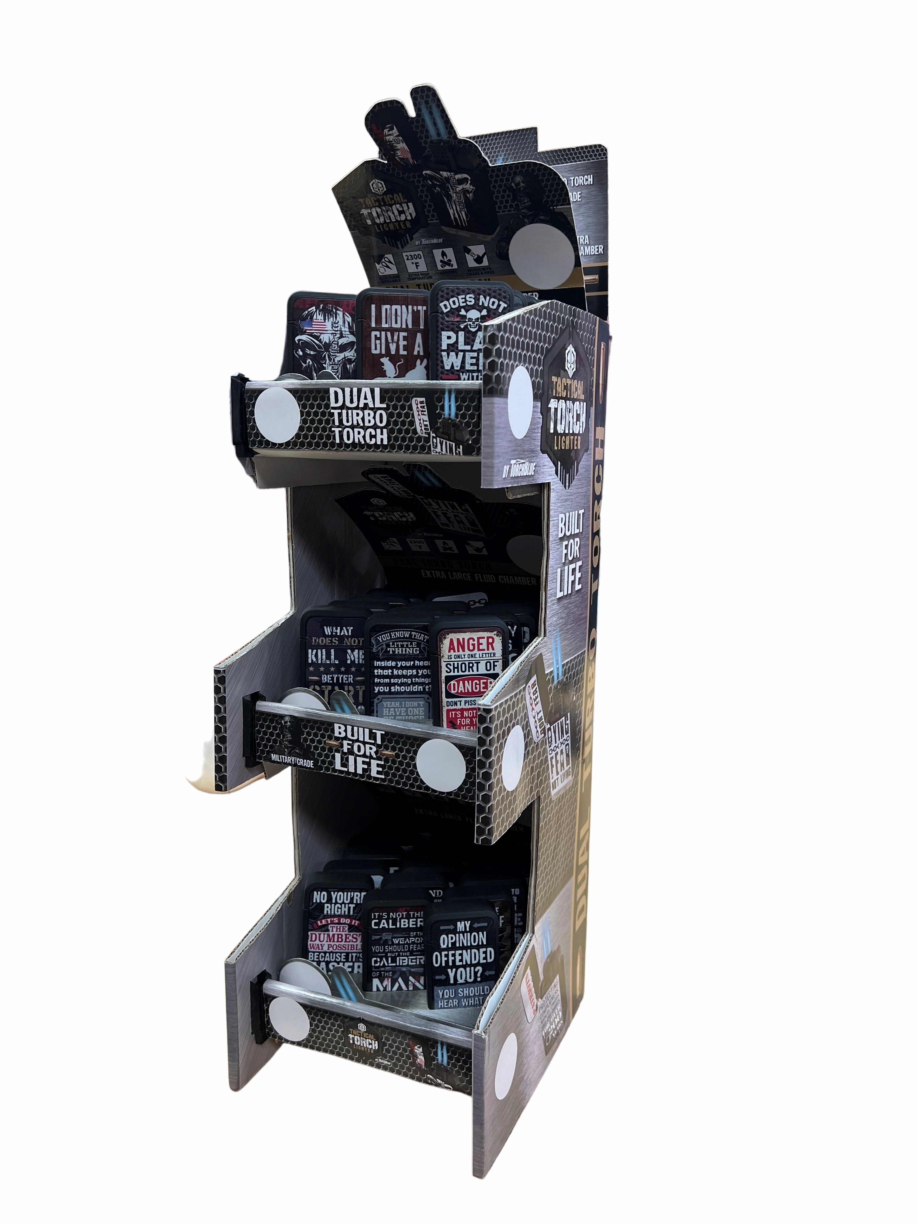 Merchandising Fixture - Corrugated Tac Gear 3 Tier Countertop Lighter Display ONLY 975560