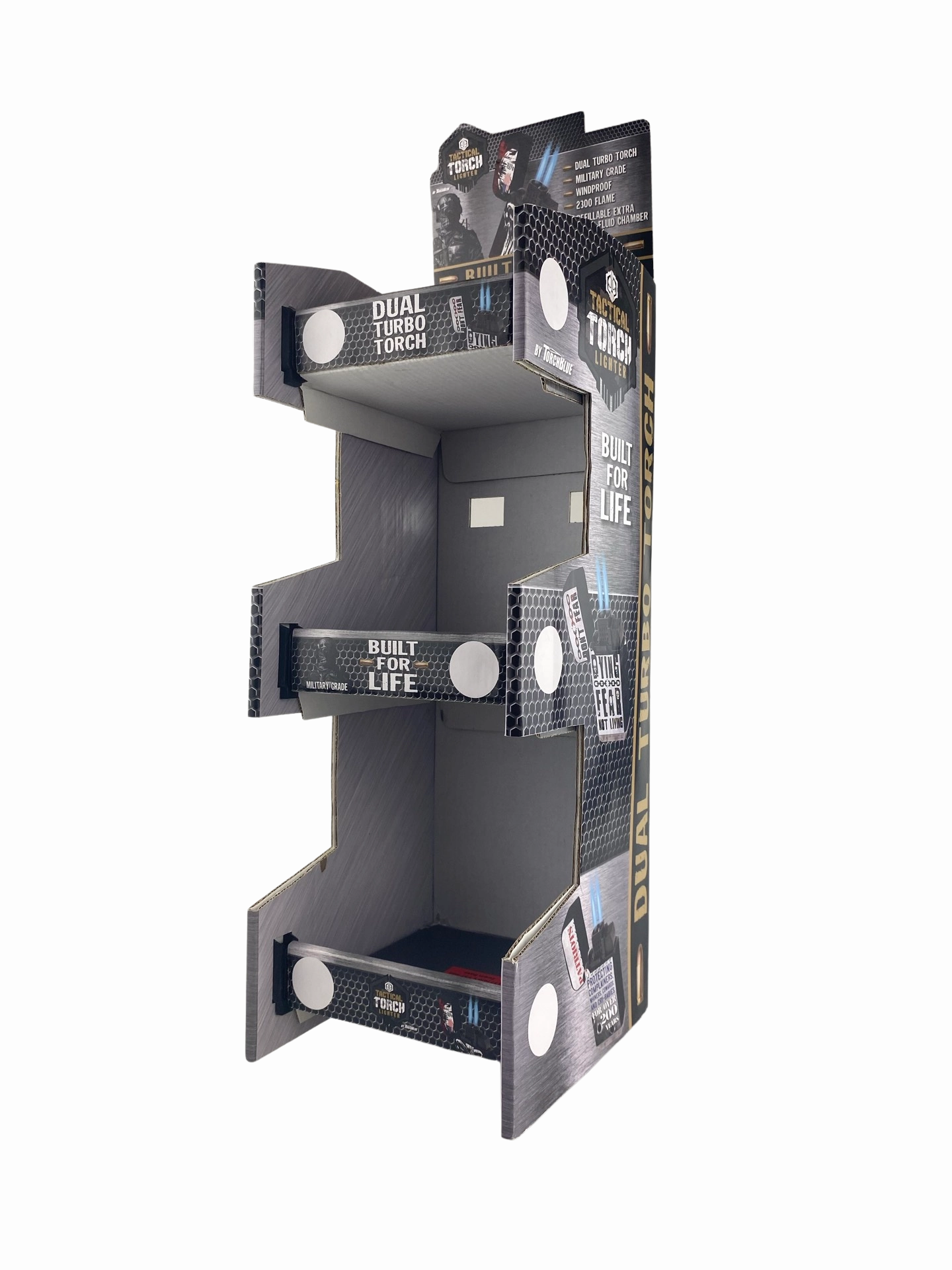 Merchandising Fixture - Corrugated Tac Gear 3 Tier Countertop Lighter Display ONLY 975560