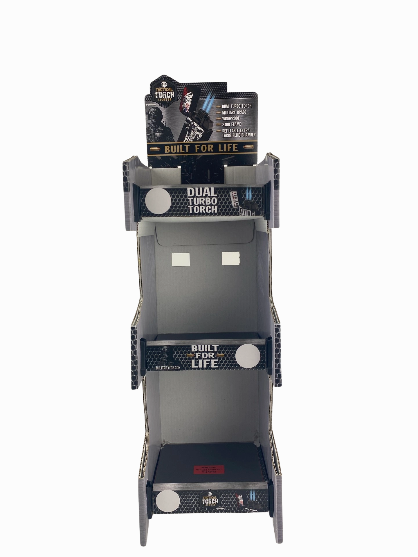 Merchandising Fixture - Corrugated Tac Gear 3 Tier Countertop Lighter Display ONLY 975560