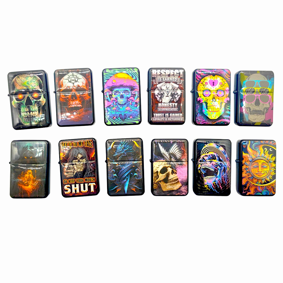 Metal Flip Top Pipe Lighter - 12 Pieces Per Retail Ready Display 23983