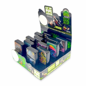 Metal Flip Top Pipe Lighter - 12 Pieces Per Retail Ready Display 23983