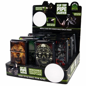 Metal Flip Top Pipe Lighter - 12 Pieces Per Retail Ready Display 26167