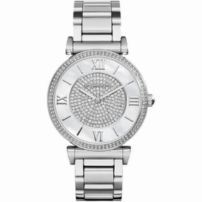Michael Kors Caitlin Silver Crystal Pave Dial Women's Watch MK3355