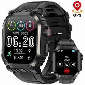 MiracoRun LG101 Military Smart Watches for Men with GPS, Black