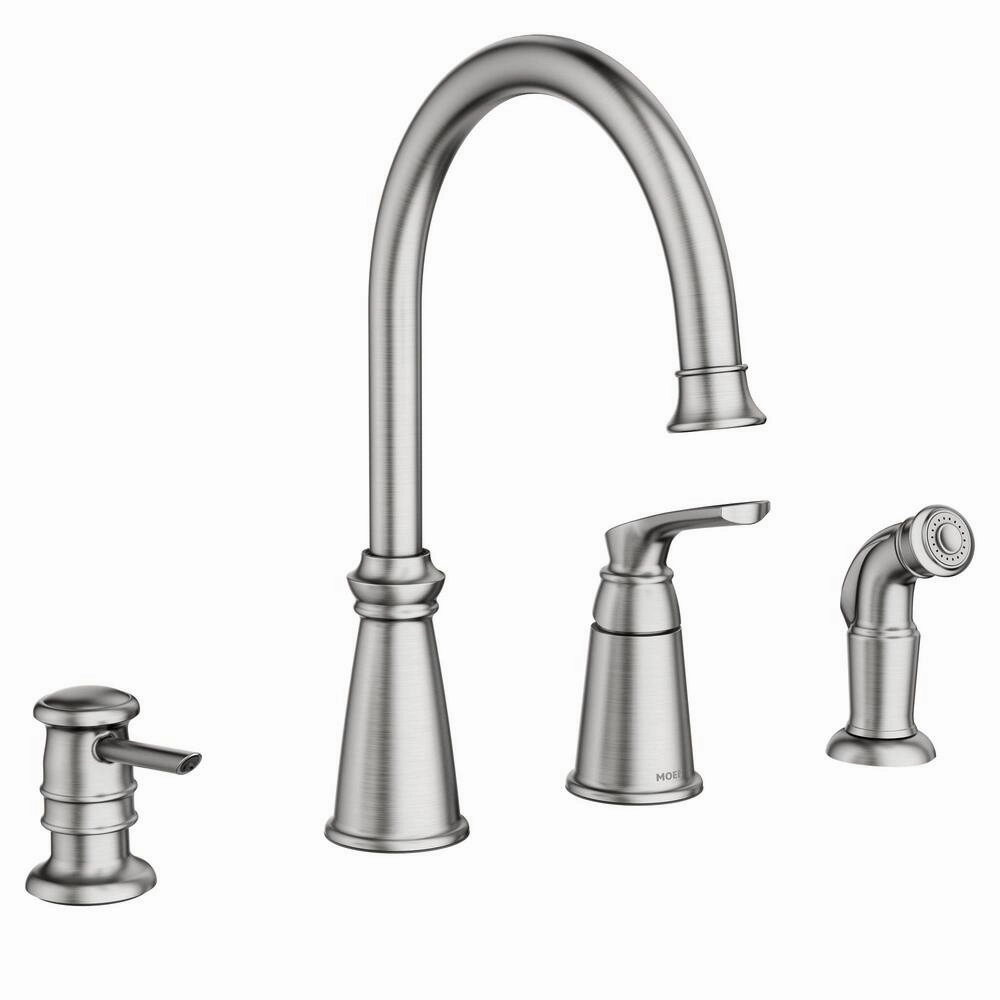 Moen 87044SRS Whitmore Stainless 1-Handle Deck Mount High-Arc Handle/Lever Kitchen Faucet