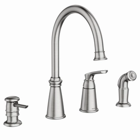 Moen 87044SRS Whitmore Stainless 1-Handle Deck Mount High-Arc Handle/Lever Kitchen Faucet