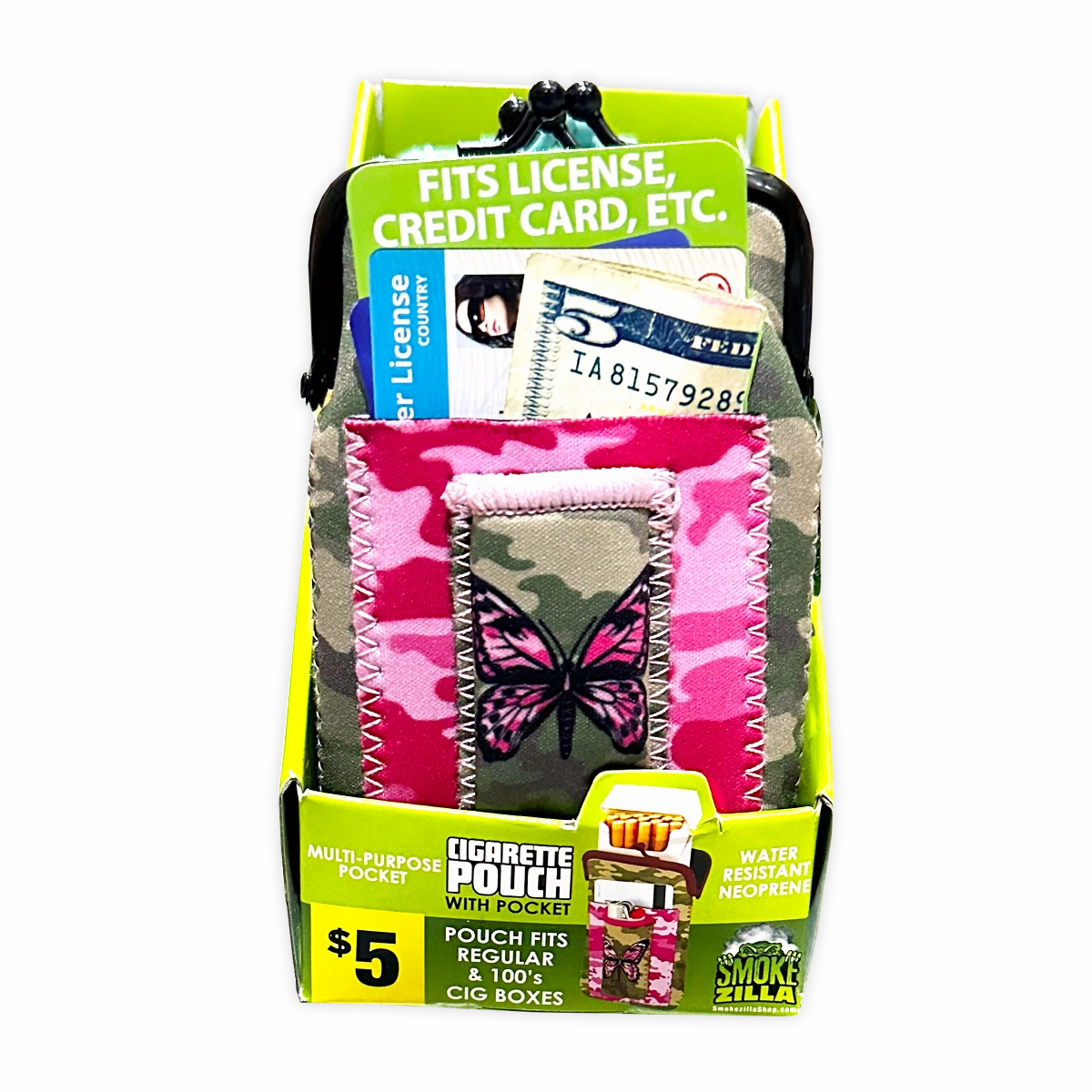 Neoprene Cigarette Pouch with Pocket - 6 Pieces Per Retail Ready Display 40312